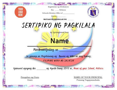 Buwan ng wika certificate ikatlong gantimpala